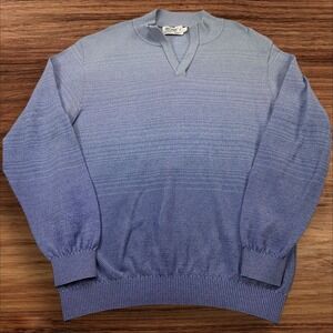 St. Croix Mondo Uomo V-Neck Sweater Ombre Knit‎ Pullover Made in USA L